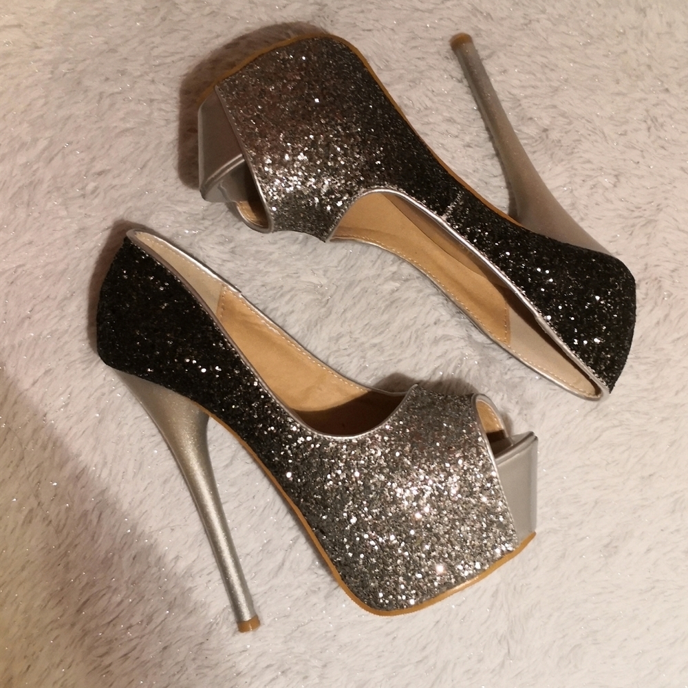 Stunning Silver to black ombré Stilettos